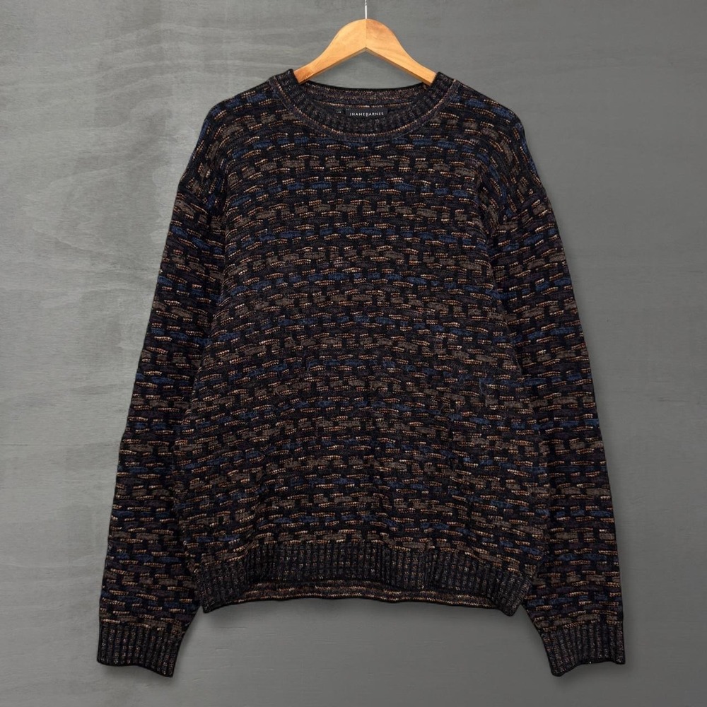 Vintage Jhane Barnes Sweater Multi-Color Textured Knit Crewneck Large